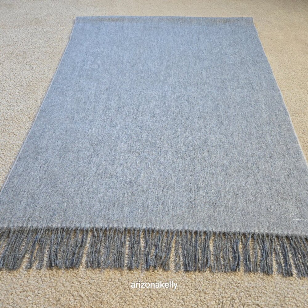 NWOT Reiss Cashmere Fringed Scarf 2-tone Grey - Picture 4 of 10